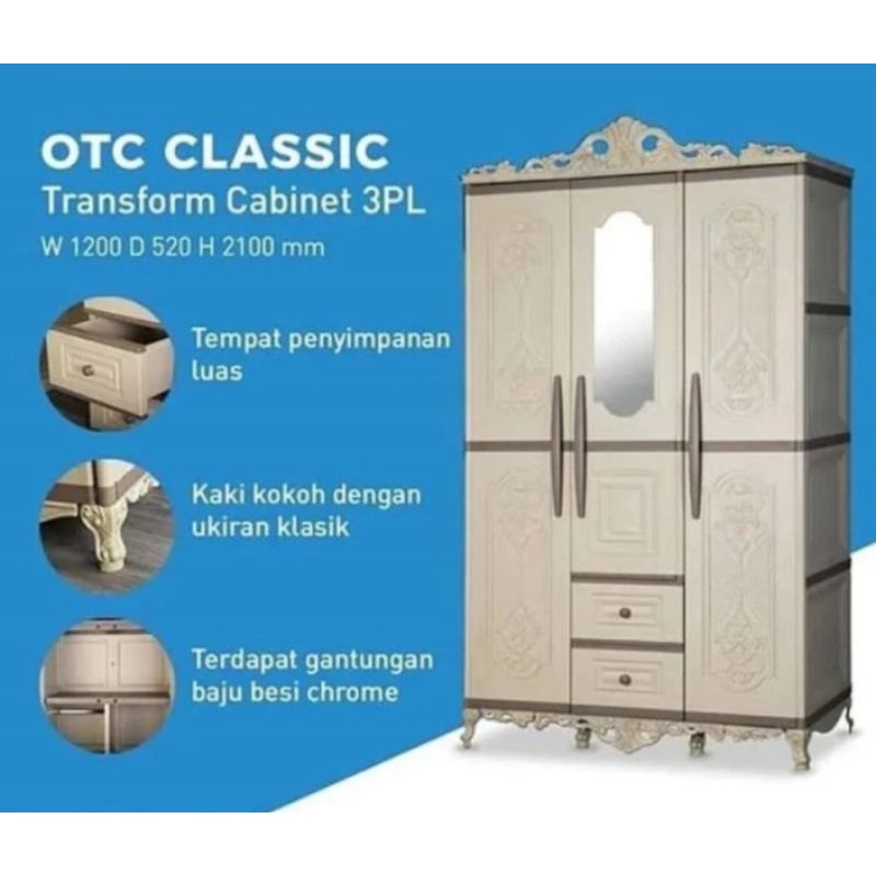 LEMARI PAKAIAN OLYMPLAST 3 PINTU MAHKOTA - LEMARI BAJU - LEMARI PLASTIK - LEMARI OTC OLYMPLAST 3 PIN