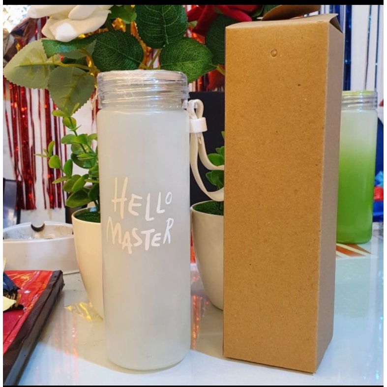 IKILOSHOP Tempat Botol Minum Hello Master Unik Termos Tumbler Kaca