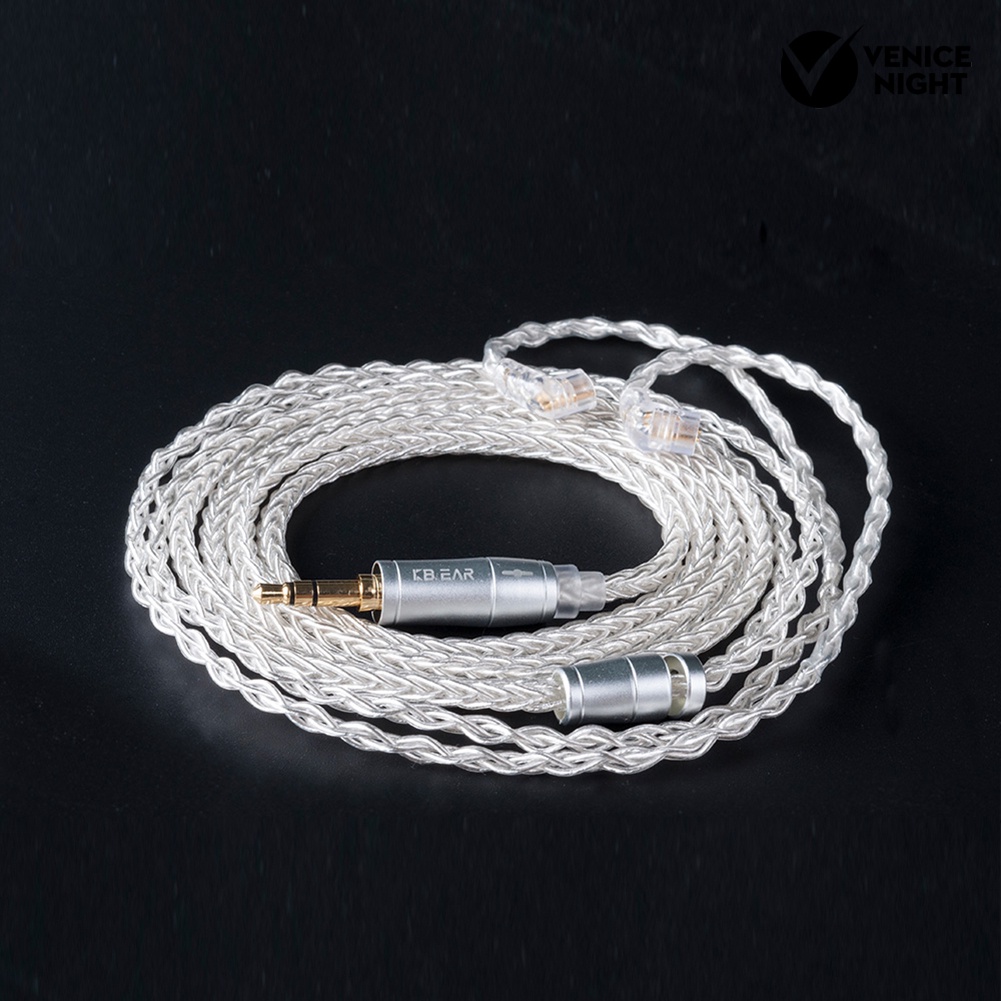 (VNEP) (Berkabel) KBEAR 2.5/3.5mm 2Pin/MMCX/Bending Perak Disepuh 8 Core Earphone Kabel Keseimbangan