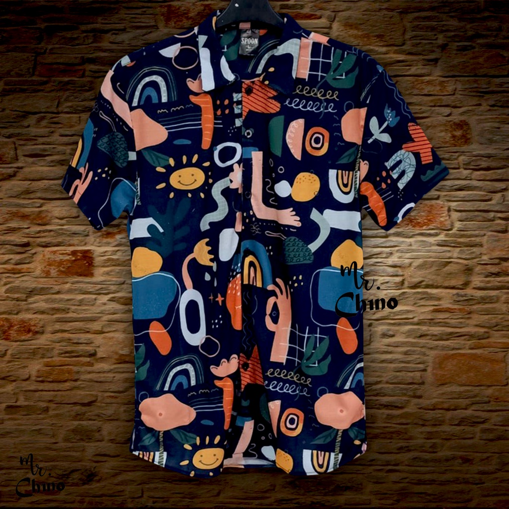 Baju Kemeja Motif Arts Sense | Kemeja Abstrak Laki Laki Kekinian | Kemeja Pria Distro Casual Cowok K