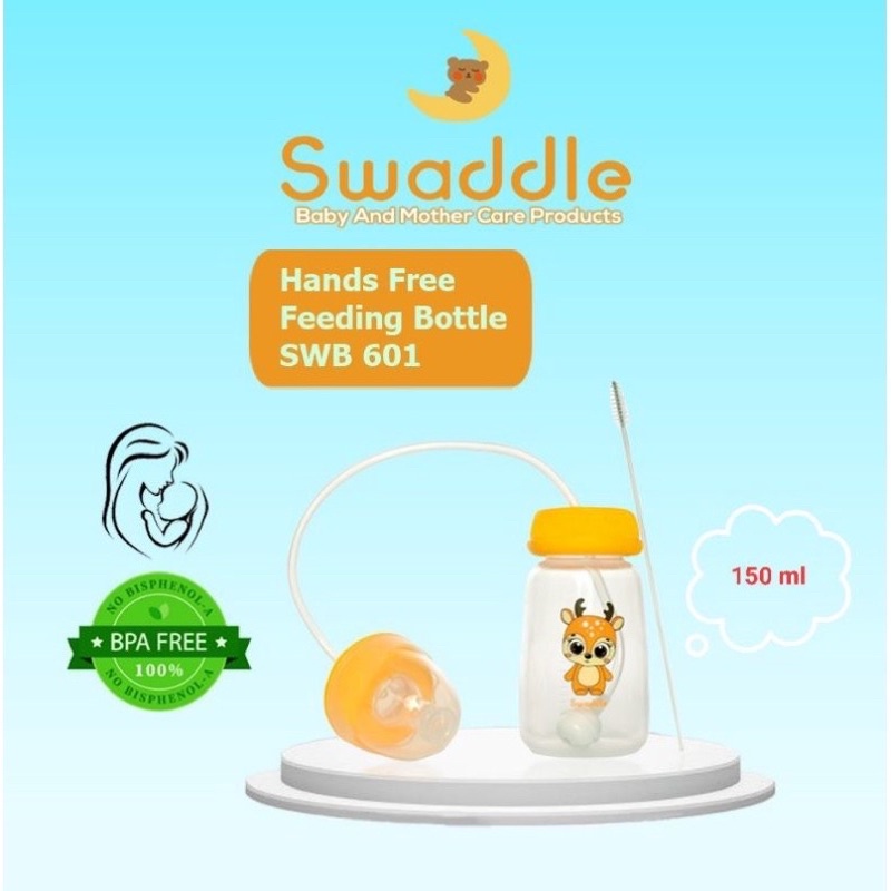 Swaddle Hands Free Feeding Bottle Botol Susu Asi Bayi Tanpa Pegang + Sikat Sedotan Pembersih // Lusty Bunny Feeding Bottle Hands Free Handsfree 240ML Botol Susu Bayi Tanpa Pegang dengan Selang