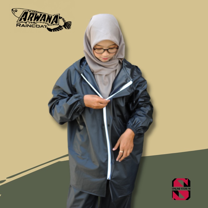 JAs Hujan Mantel Pria Wanita Stelan Baju Dan Celana Bahan Full Karet PVC 0.25 Tebal Dan Elastis Tidak Rembes Garansi Original