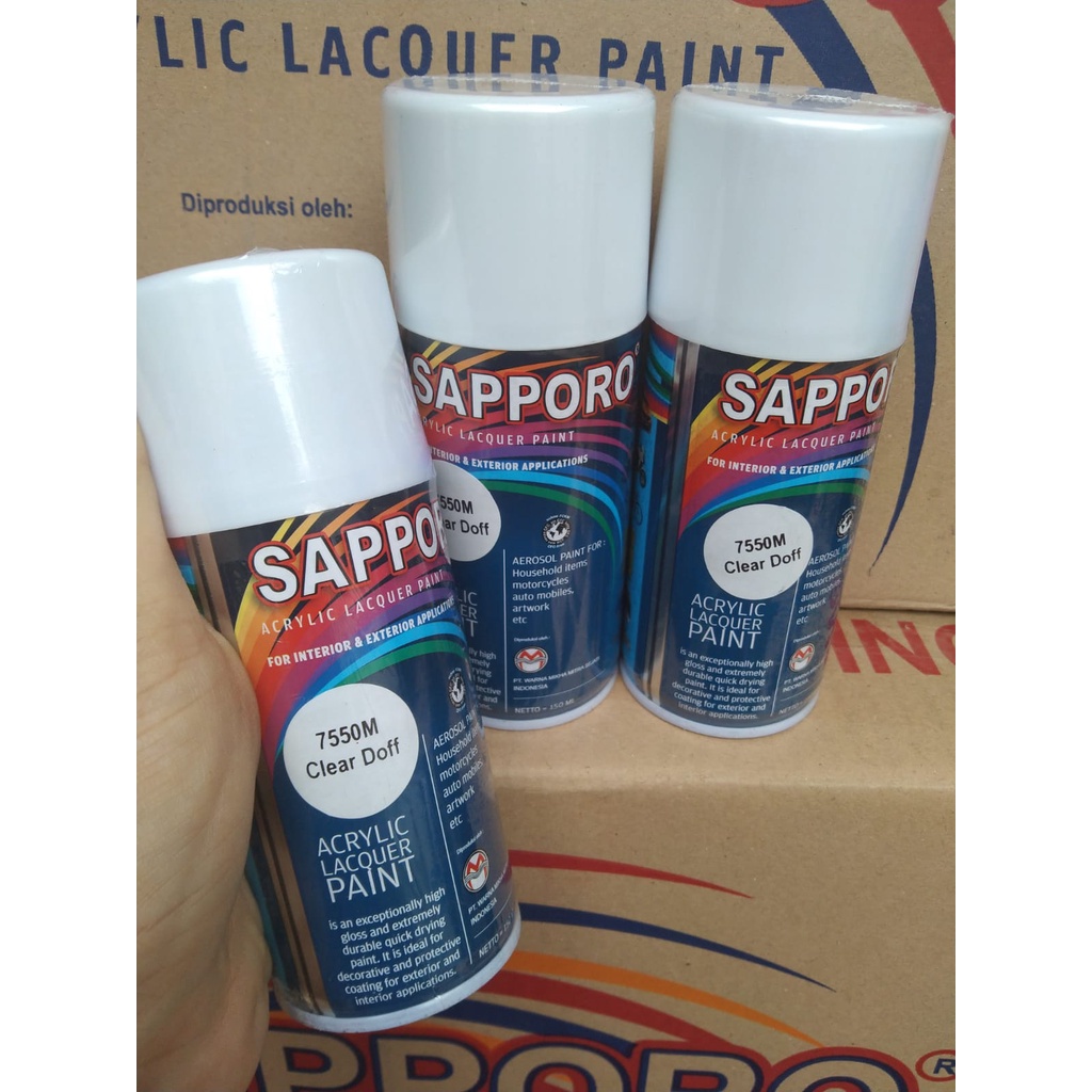 saporo acrylic lacquer paint pilok pilox cat spray sapporo 150ml 7550M Clear doff pernis dof clear bening doff