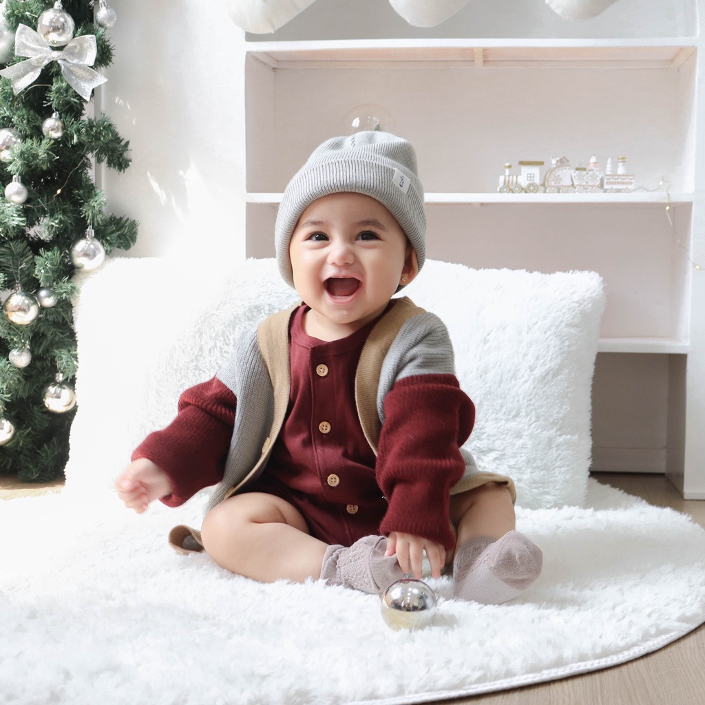 Nice Kids - Knit Cardigan Baby Winter Three Tone Unisex Kardigan Baju Hangat Bayi (6-12 Bulan - 4 Tahun)