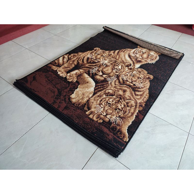 Karpet motif binatang panda harimau singa jerapah dan rusa