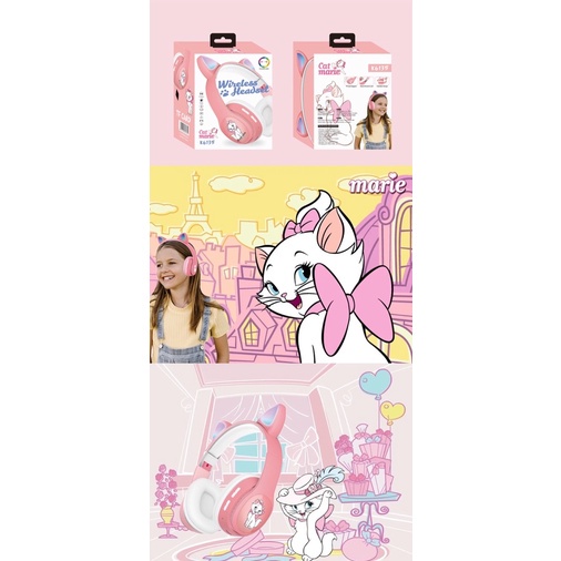 HEADPHONE/HEADSET BANDO LED WARNA WARNI BLUETOOTH/WIRELESS type K6135 Motif Frozen/Cat marie/RAbbit/Mickey