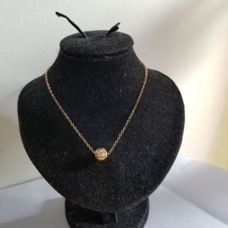 set kalung nory dan liontin bola crystal elegant emas asli