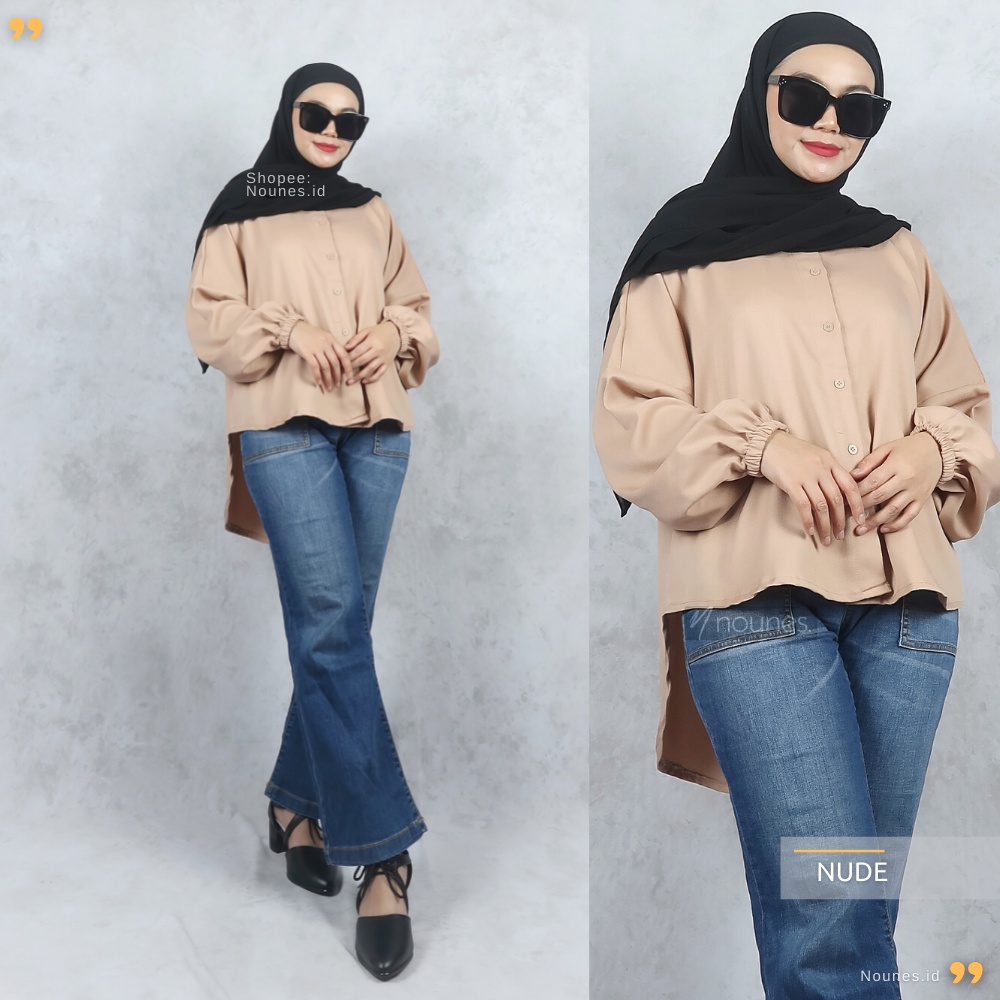 Nounes Amanda Shirt Oversized Tangan Balon Dropshoulder LD 115