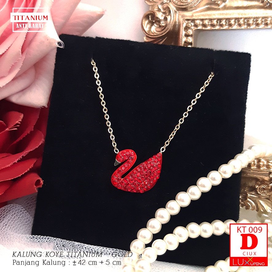 KT 009 Kalung Titanium Angsa Swan Permata Zirkon Perhiasan Pengganti Emas Anti Karat Selamanya Luxx Xuping