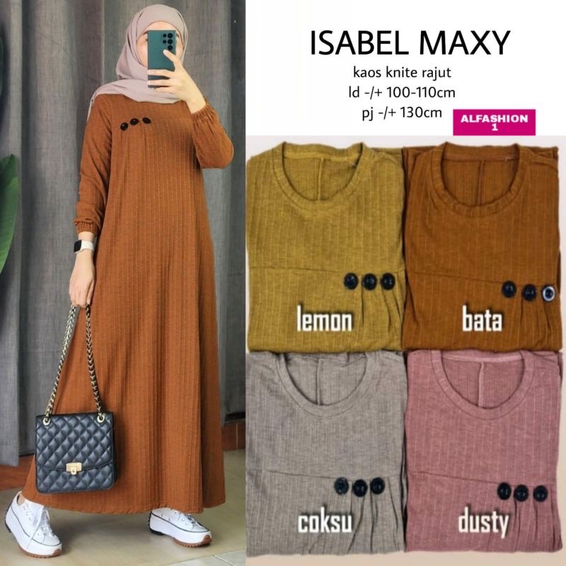 Isabel Maxy - Gamis Kaos Knit Rajut LD102+ / 398-7048