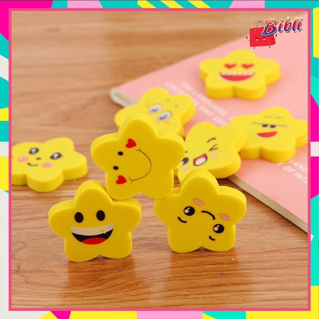 

♛ ♛Penghapus Pensil Bintang Karakter Emoji Smile Set 3pcs