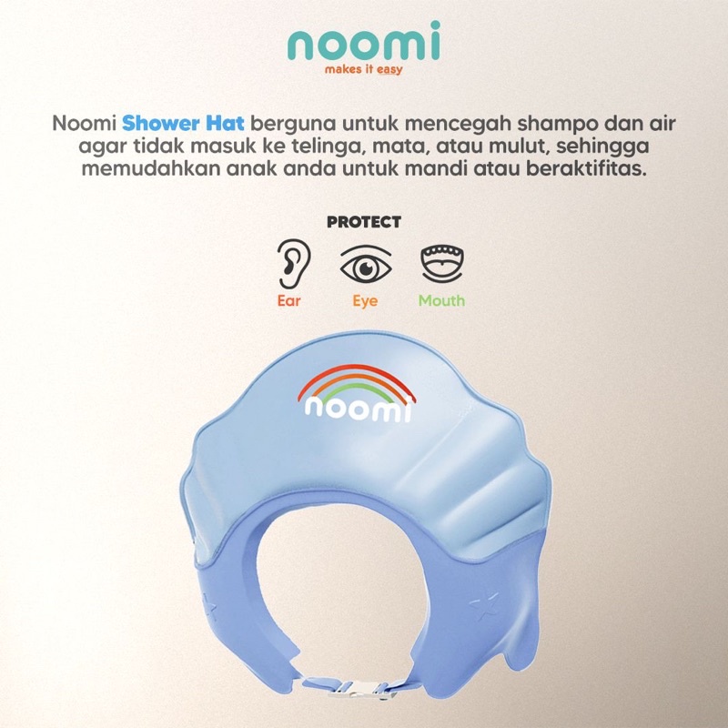 Noomi Shower Hat Topi Keramas Shampo Bayi Anti Air Waterproof Silikon