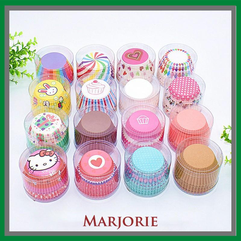 100 Pcs Muffin Warna-warni Cupcake Kertas Cangkir Kue Kotak Kue Cup Case Cup Cake Kertas Kue-MJD
