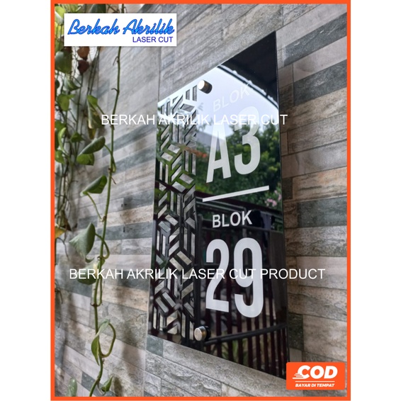 

Papan Nomor rumah akrilik type aesthetic Minimalis modern laser cutting + free pen stainless JunDW