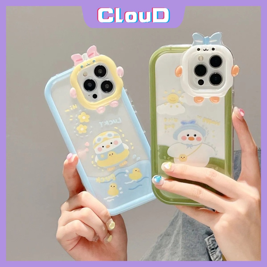 Case Bebek Kartun Lucu Samsung A14 A04E A04 A32 A04s A12 A03s A52 A51 A52s A23 A21s A53 A73 A30s A03 A11 A50 A13 A33 A22 A71 A53 A50s A31 A02s 3D Bow Monster Lens Soft Tpu Cover
