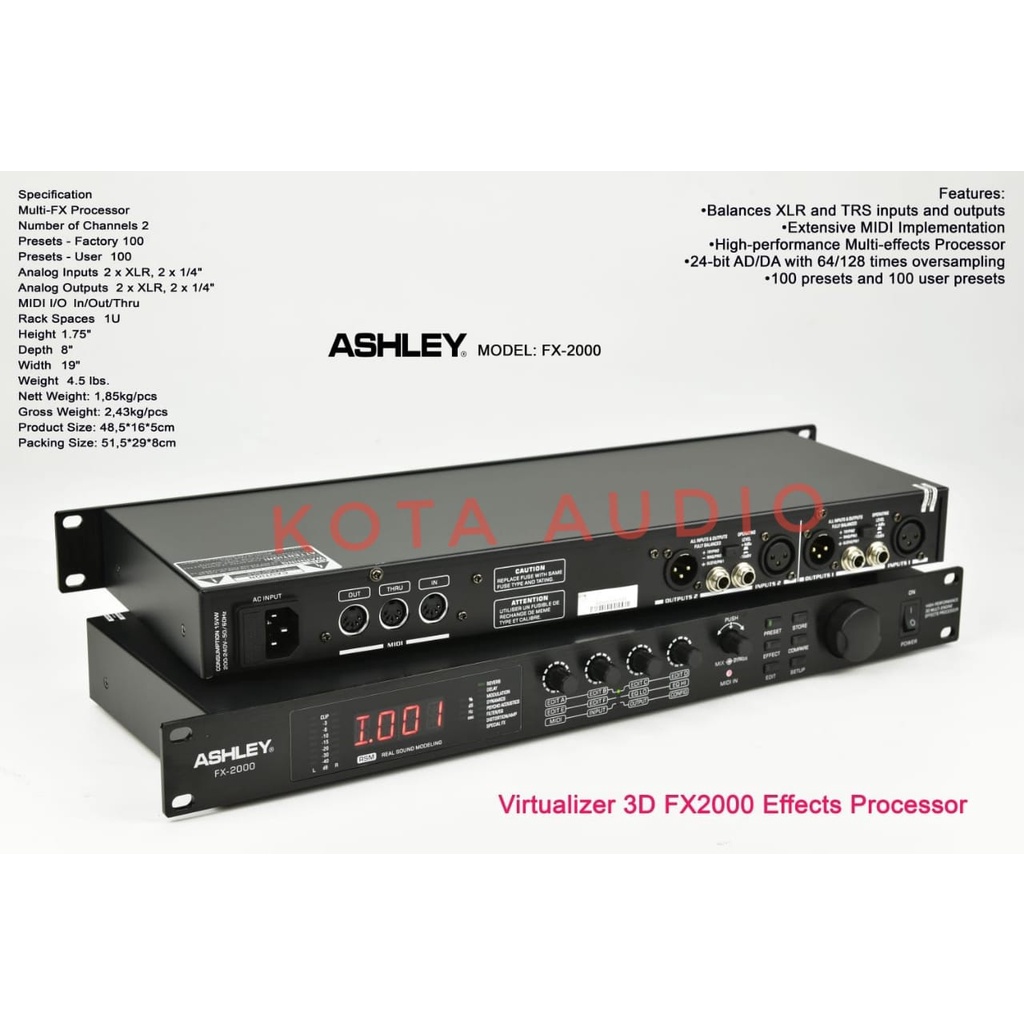 VIRTUALIZER 3D ASHLEY FX2000 EFFECTS PROCESSOR ASHLEY FX-2000 ORIGINAL