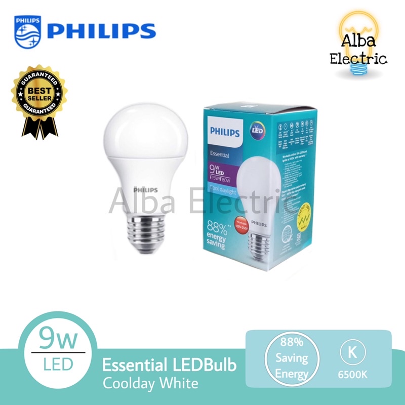 PHILIPS Lampu LED Essential 3W 5W 7W 9W 11W 15W Putih Bulat Bohlam LED BULB ORI LED PHILIPS 15 Watt