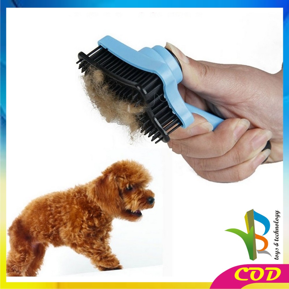 RB-C574 Sisir Grooming Tombol Otomatis Sisir Untuk Kucing Anjing / Sikat Pembersih Bulu / Sikat Hewan Peliharaan Pet Brush Sisir Bulu Hewan