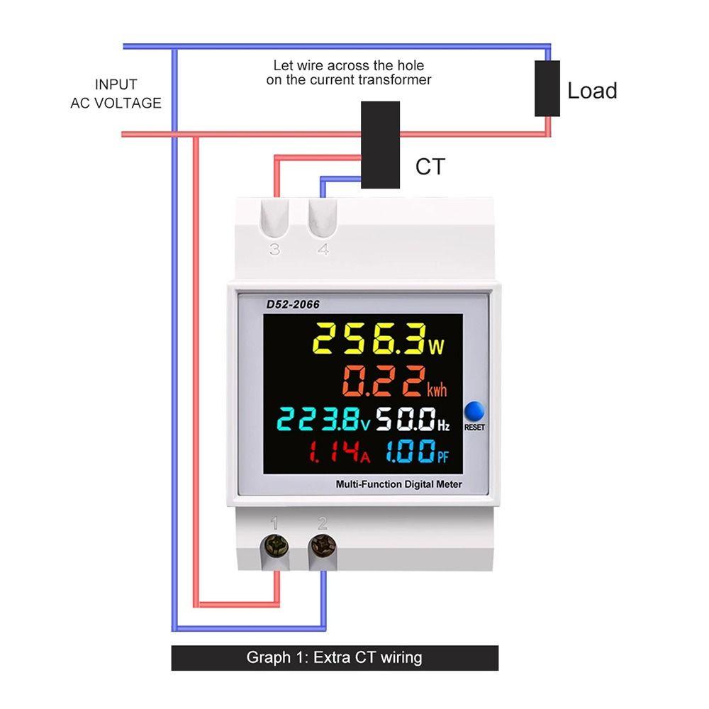 Top Din Rel AC Monitor Tegangan Multifungsi Arus Power Factor Aktif KWH Listrik Energy VOLT AMP