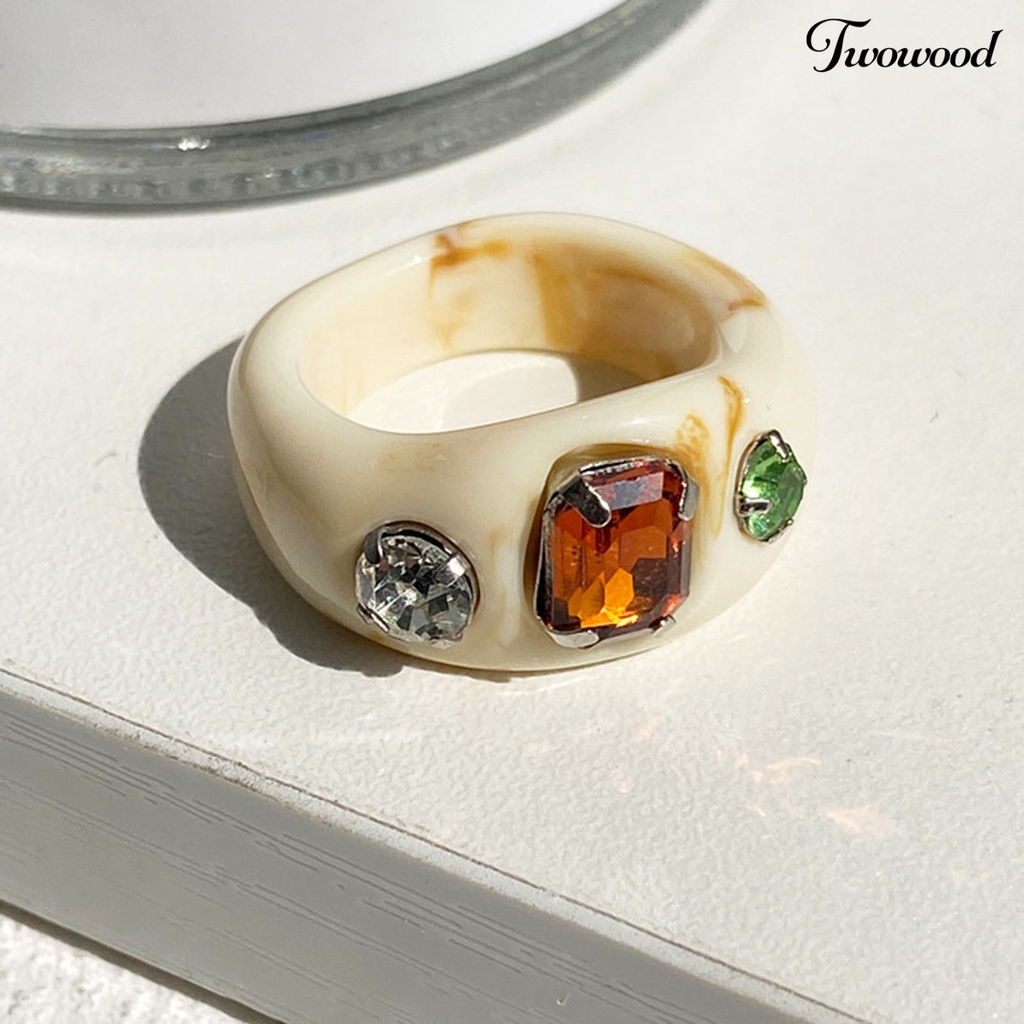 Cincin Berlian Imitasi Warna Permen Bahan Resin Untuk Kencan