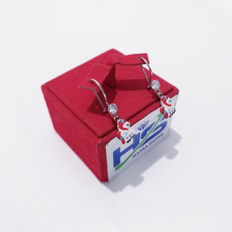 Anting Anak Kuda Poni Perak Asli Silver 925 Lapis Emas Putih - Anting Anti Karat