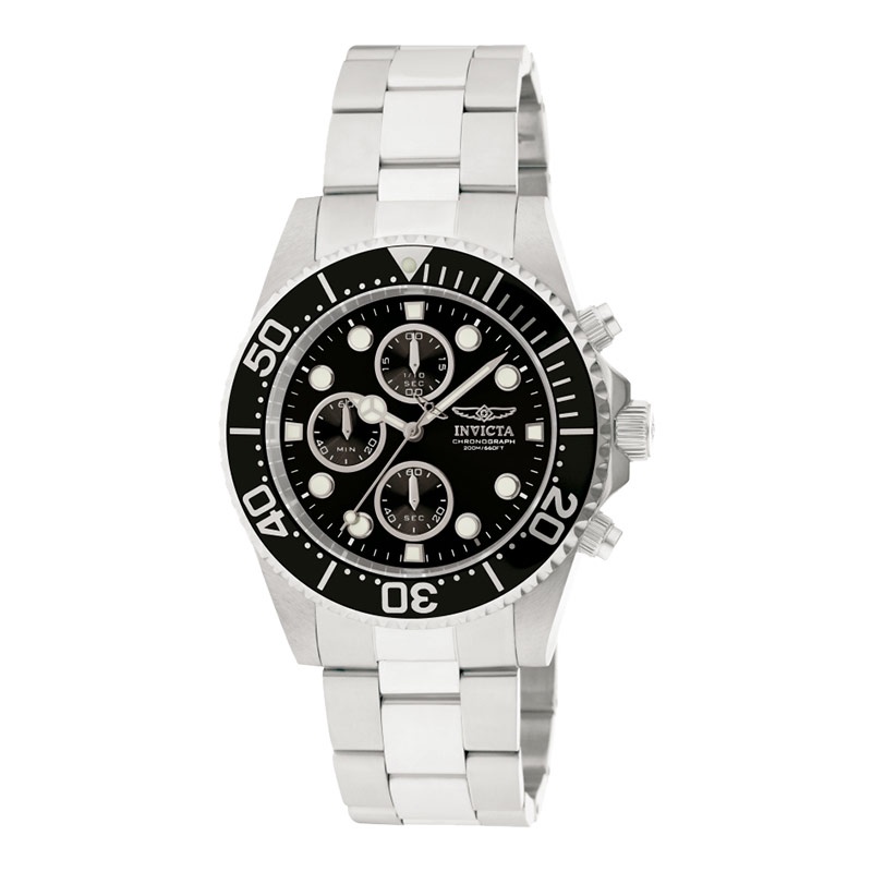 Jam Tangan Pria INVICTA Pro Diver 1768 Chronograph Black Dial Stainless Steel Strap