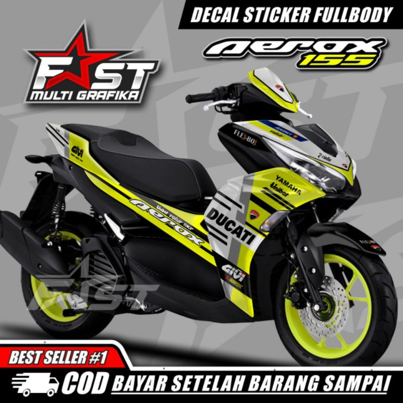 New Aerox 155 Ducati motif stiker striping decal fullbody Yamaha Aerox 155