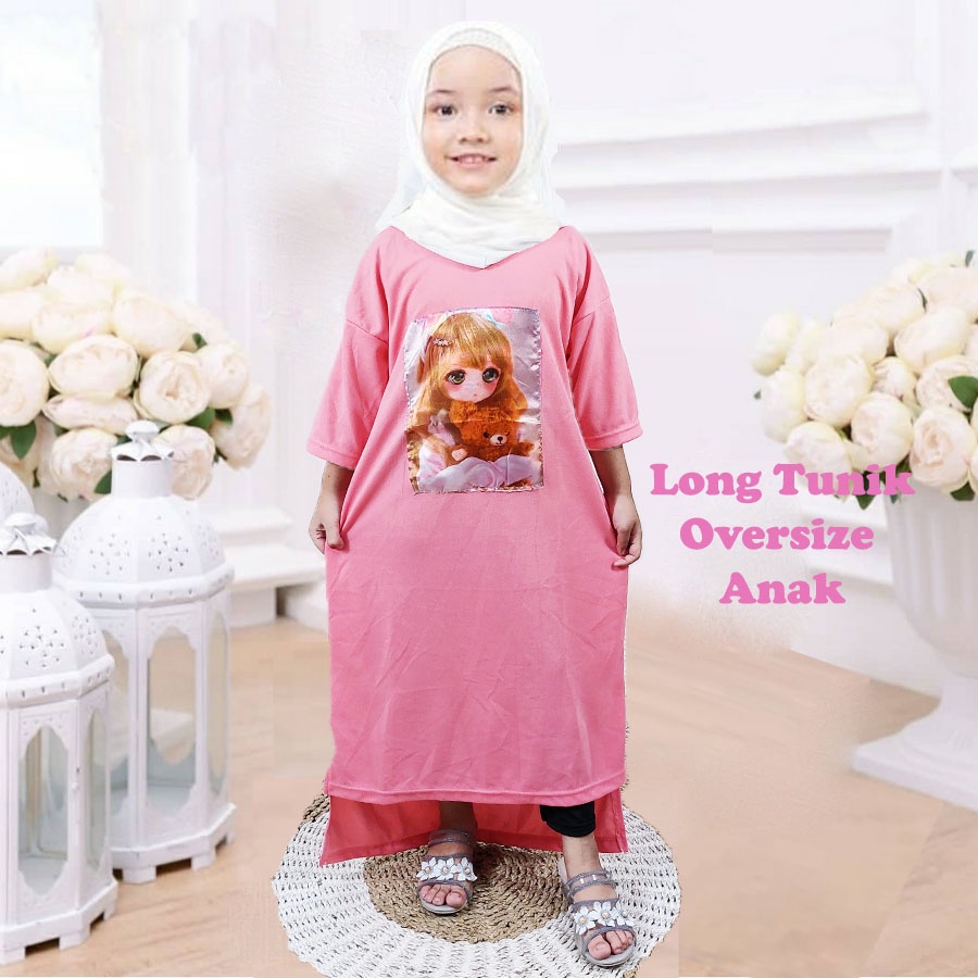 LONG TUNIK DRESS ANAK ANIME GIRL LUCU CANTIK DOLL MANIS OVERSIZE 2-13tahun GL FASHION