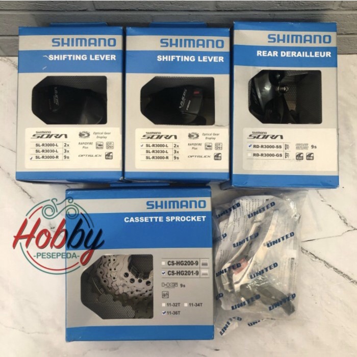 >>>>>] Groupset sora r3000 2x9 Speed Original Flat bar Sepeda lipat MTB dll
