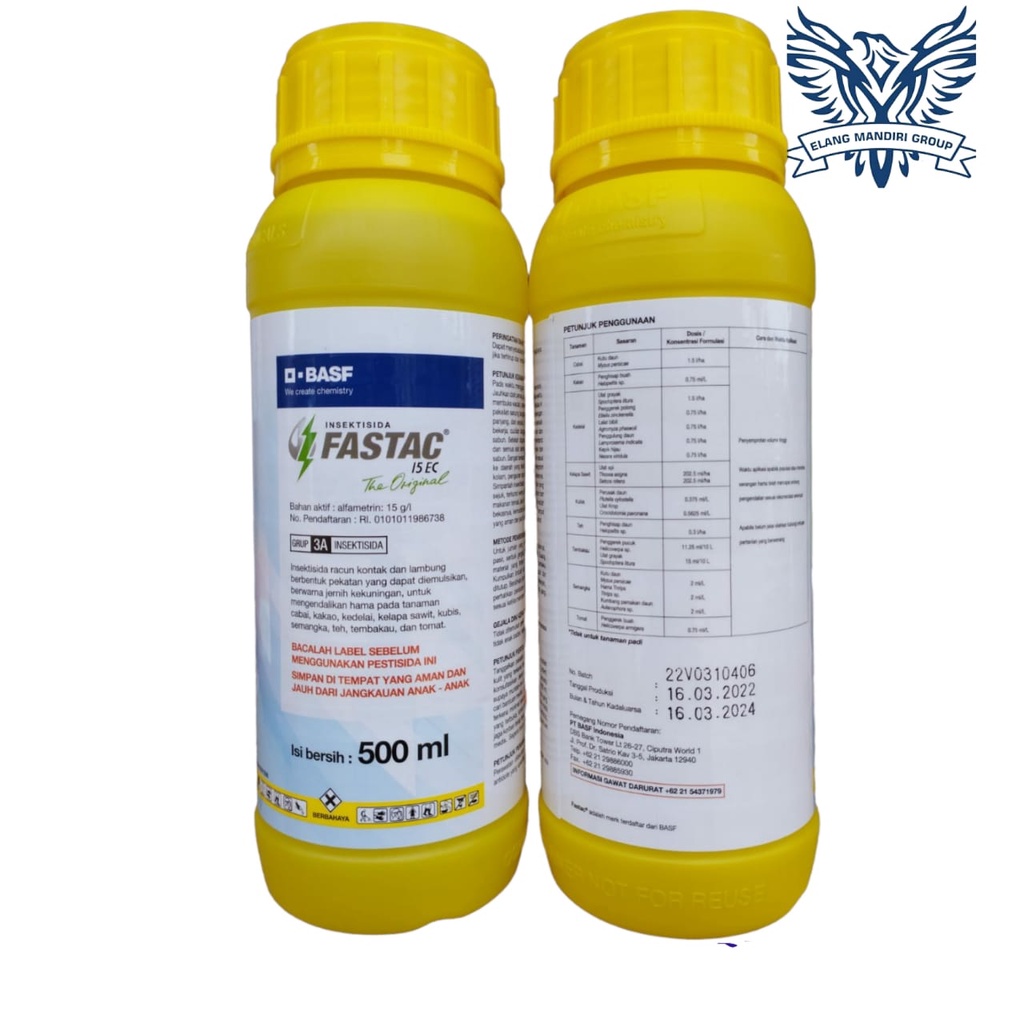 Insektisida Fastac 15EC 500ML Bahan aktif Alfametrin: 15 g/l