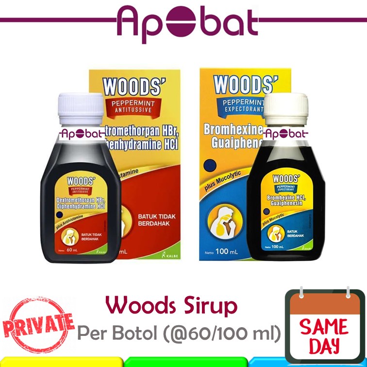 - ApObat - Woods Expectorant Obat Batuk Berdahak / Woods Antitussive Obat Batuk Kering Woods Biru Me