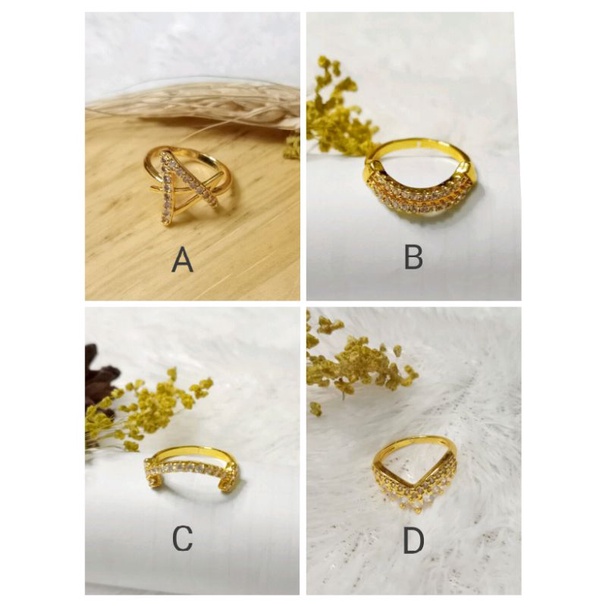 ALG07. Cincin xuping dewasa lapis emas dgn mata zircon warna 24k