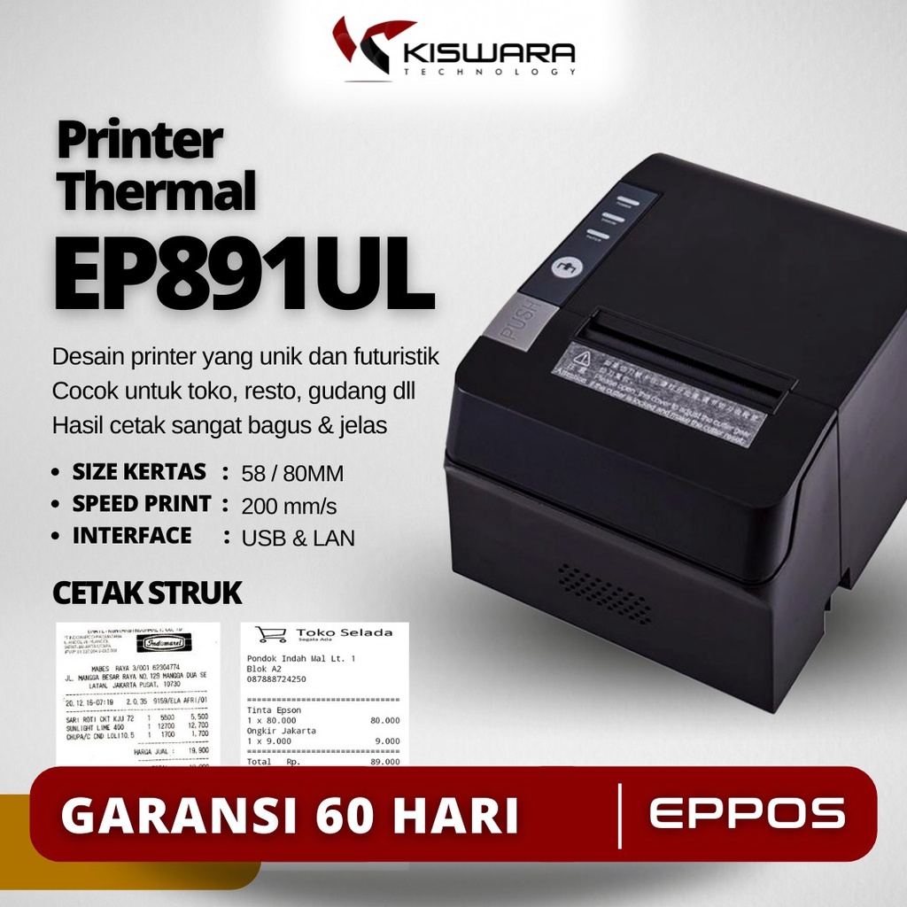 Printer Thermal EPPOS 58/80mm EP891UL - USB LAN kiswarabandung