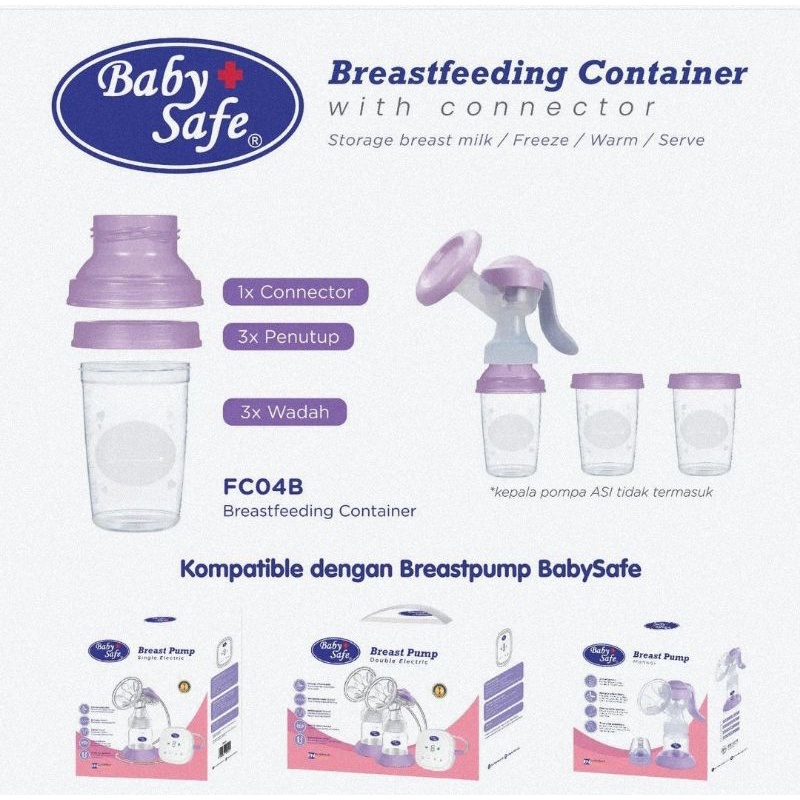 Baby Safe Breastfeeding Container 240 ml Isi 3 Pcs FC04B - Wadah ASI &amp; MPASI