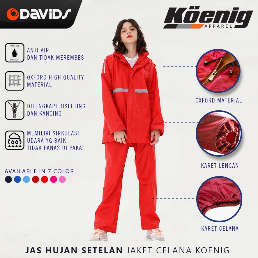 Jaz Hujan Setelan Jas Ujan Setelan Dewasa Pria Wanita Jaket Celana Anti Rembes Rain Coat Raincoat Mantel Premium Koenig