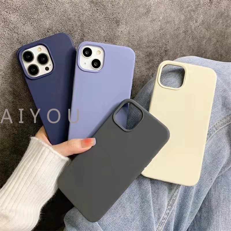 Casing soft case Silikon Warna Polos Untuk iPhone 14 13 pro max bumper