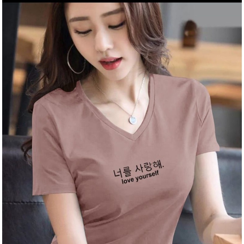 BAJU KAOS V NECK ATASAN WANITA/KAOS ATASAN WANITA/KAOS SPANDEK LEMBUT