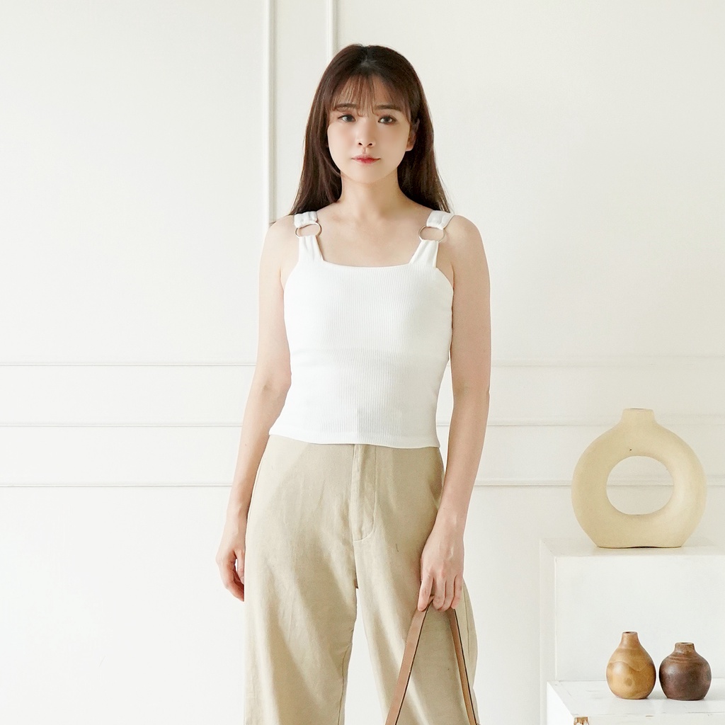 Korean Square Tank Top Ring Tanktop Baju Atasan Wanita Crop Top 230