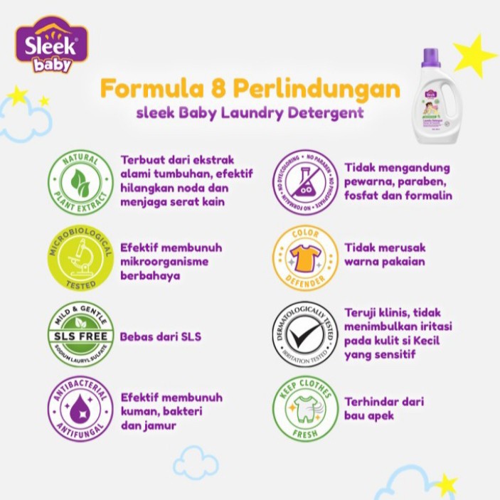 SLEEK BABY LAUNDRY DETERGENT BOTOL 1200ML