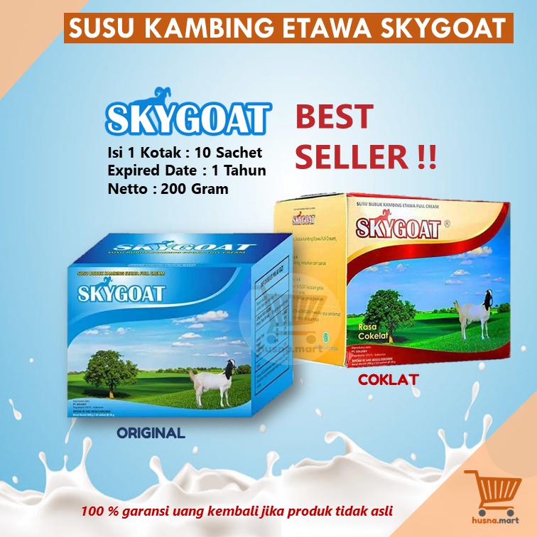 

Susu Kambing Etawa Bubuk Original SKYGOAT 1 Box isi 10 Sachet Netto 200gr