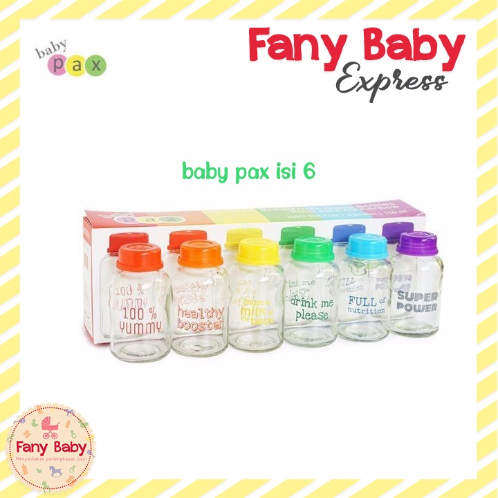 BABY PAX BOTOL KACA ASI RAINBOW (6 PCS) / 150ML