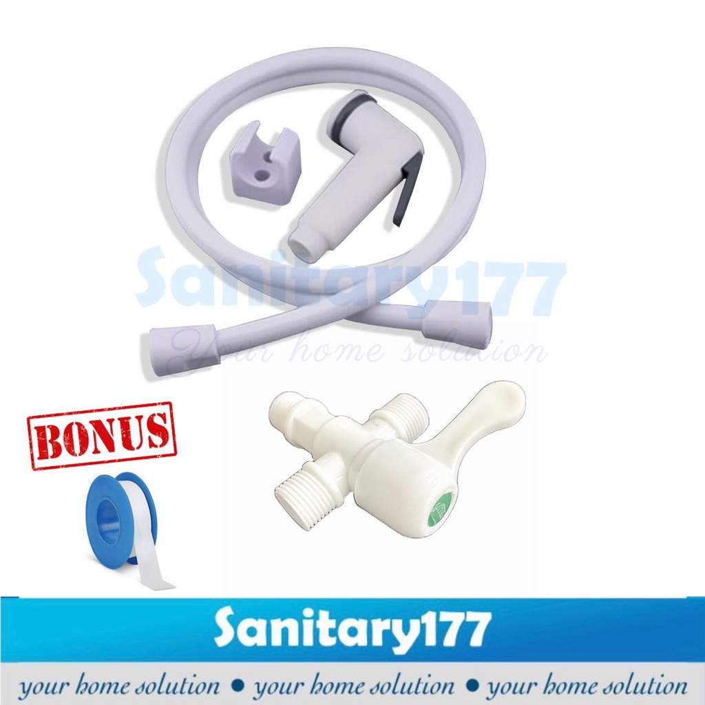 Termurah Paket bundling  shower Bidet CROM &amp; Stop kran klosed stainless 52st-Jet shower 2in1 cebok toilet complete set putih washer spray semprotan kloset closet