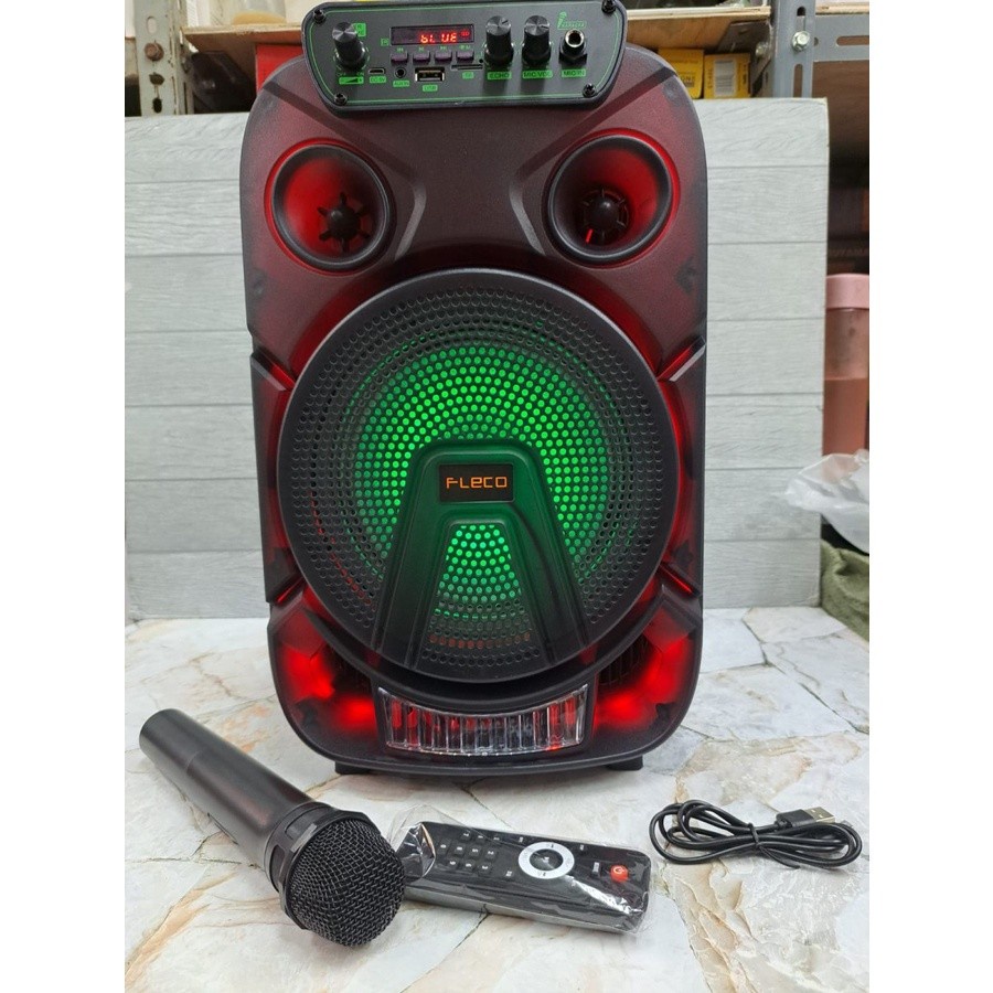 SPEAKER BLUETOOTH FLECO F-8606BAL 8'5 INCH FREE MIC WIRELESS KARAOKE + REMOTE | SPEAKER KARAOKE FULL BASS | Salon Aktif Extra Power Full Bass FLECO F 8606BAL | FMS