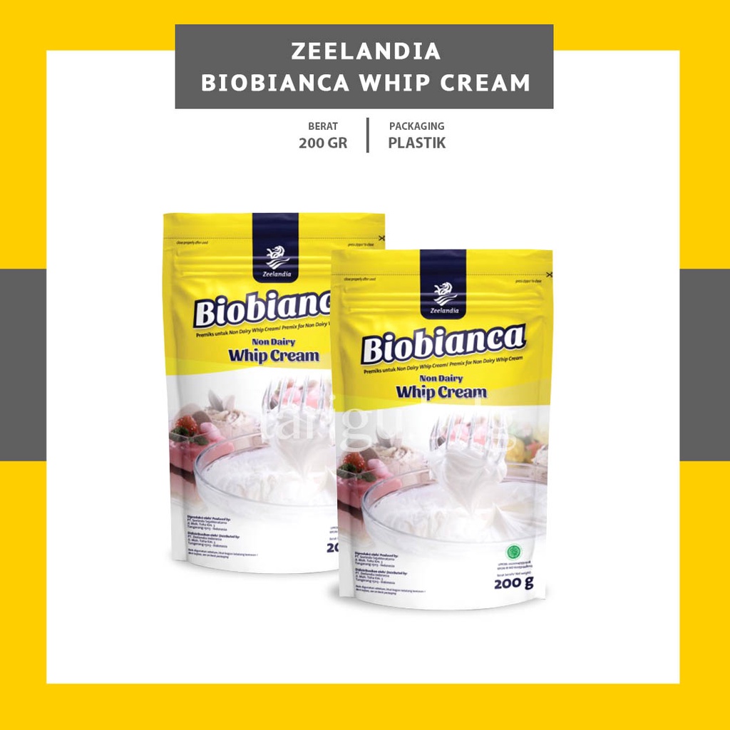 WHIP CREAM BIOBIANCA VANILLA ZEELANDIA 200G - WHIPPING CREAM PREMIX - WHIP CREAM INSTANT POWDER - WHIP KRIM BUBUK