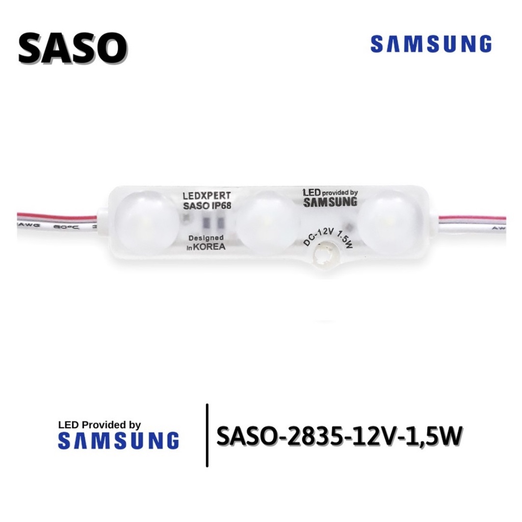 Modul Lampu LED SAMSUNG SASO IP68 SMD 2835 DC 12V Module 1.5 Watt 1.5W 3 Titik Mata Motor Mobil Neon Box KOREA