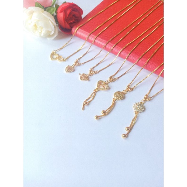 BEST SELLER Kalung titanium liontin lapis emas termurah