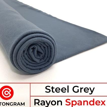 Kain Rayon Spandex Stretch Kain Kaos Kiloan Seri 2 per Setengah Kg - Steel Grey