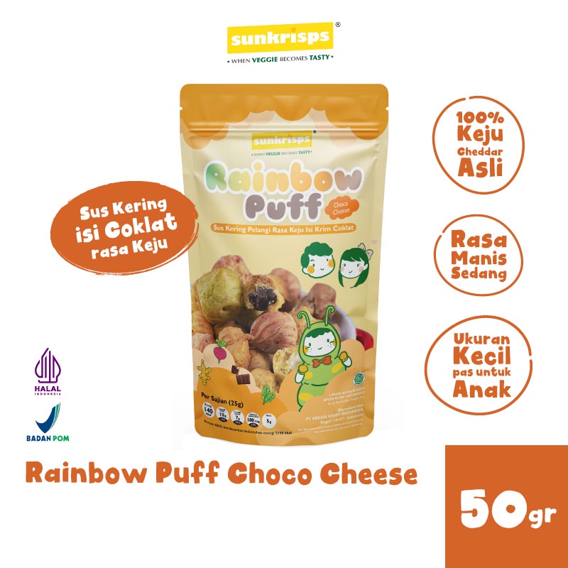 

Rainbow Puff Choco Cheese | Sus Kering Pelangi Cokelat Rasa Keju by Sunkrisps