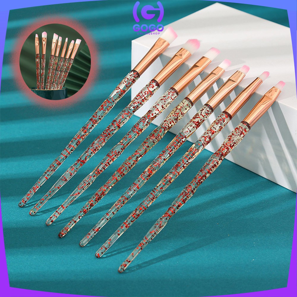 GOGO-K100 Kuas Make Up Set 7IN1 Glitter Brush Make Up Set / Brush Set Glitter / Beauty Tools Set Eyeshadow Concealer Foundation