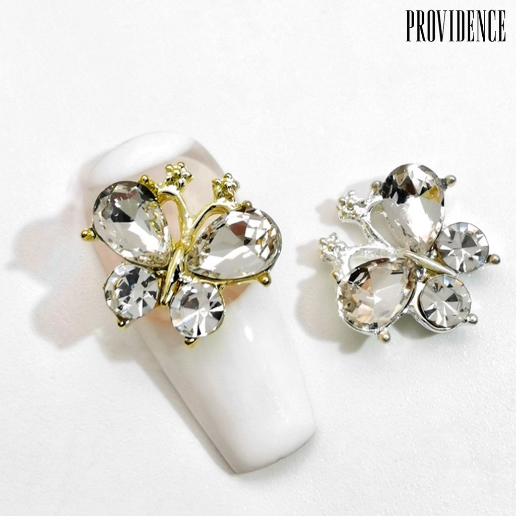 Ins 10pcs / Set Hiasan Kupu-Kupu Aksen Berlian Imitasi Bahan alloy Untuk Aksesoris Nail Art / Manicure Butterfly